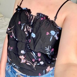 Black floral summer top
